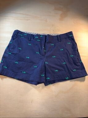 Woman’s Blue Chino Nautical Shorts British Khaki Sz 10